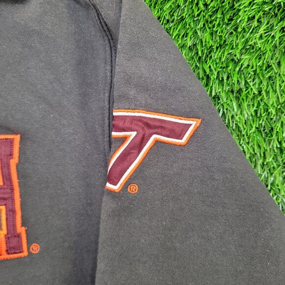 Virginia Tech Hokies Zip Hoodie Small 20x22 Baggy Black Gray - Picture 15 of 15